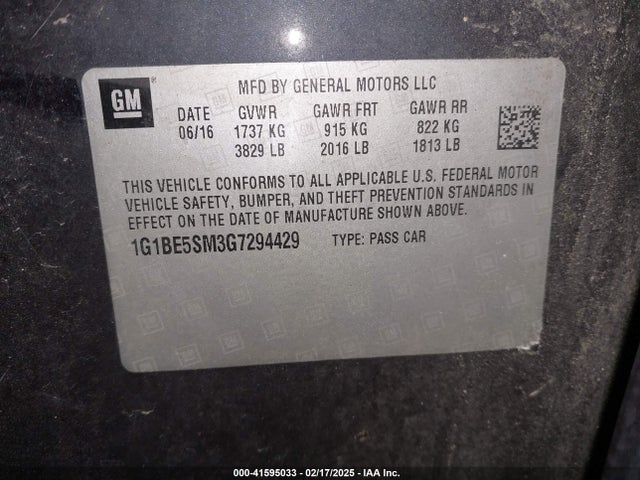 Chevrolet Cruze Lt Auto 2016 1G1BE5SM3G7294429 Image 9