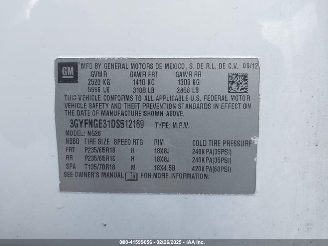 2013 CADILLAC SRX 3GYFNGE31DS512169 Photo 8