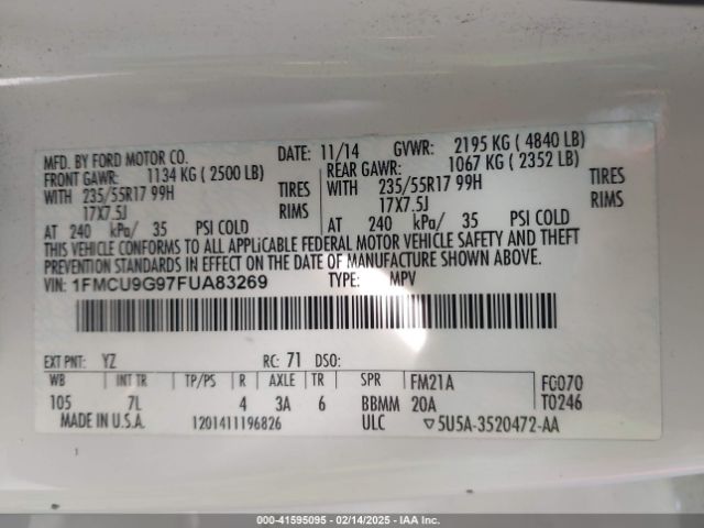 2015 FORD ESCAPE 1FMCU9G97FUA83269 Photo 8