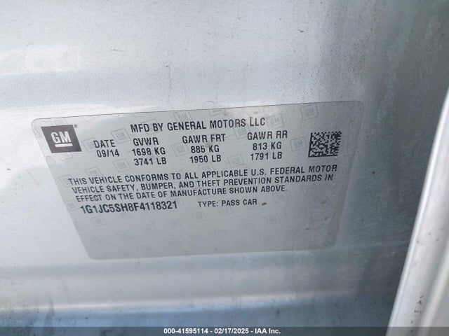 1G1JC5SH8F4118321 Chevrolet Sonic Lt Auto