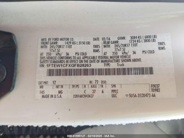 1FTEW1CFXGFB28263 Ford F-150 Xlt