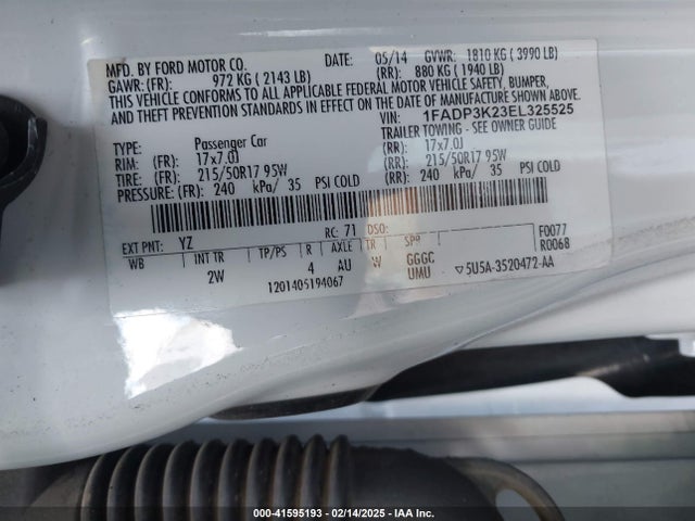 Ford FOCUS SE 2014 1FADP3K23EL325525 Image 9