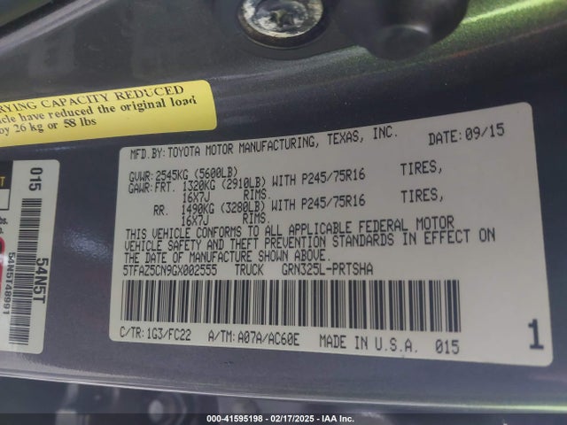 5TFAZ5CN9GX002555 Toyota Tacoma Sr5 V6