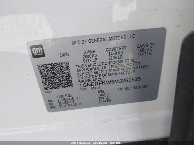 1GNERFKW5MJ261535 Chevrolet Traverse Fwd Ls