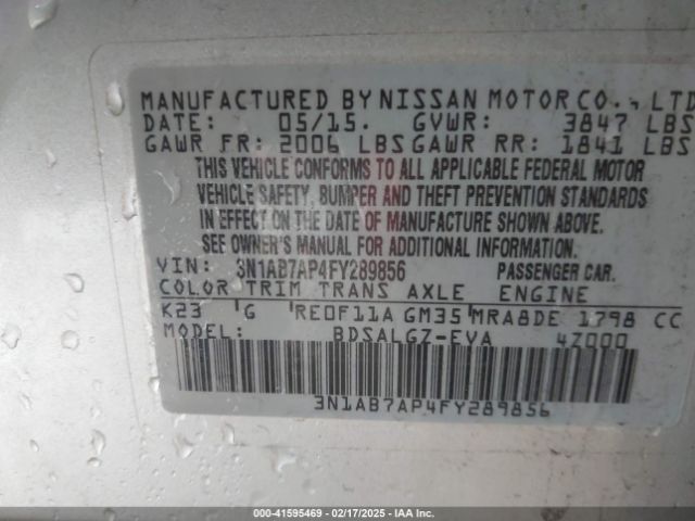 3N1AB7AP4FY289856 Nissan SENTRA SL
