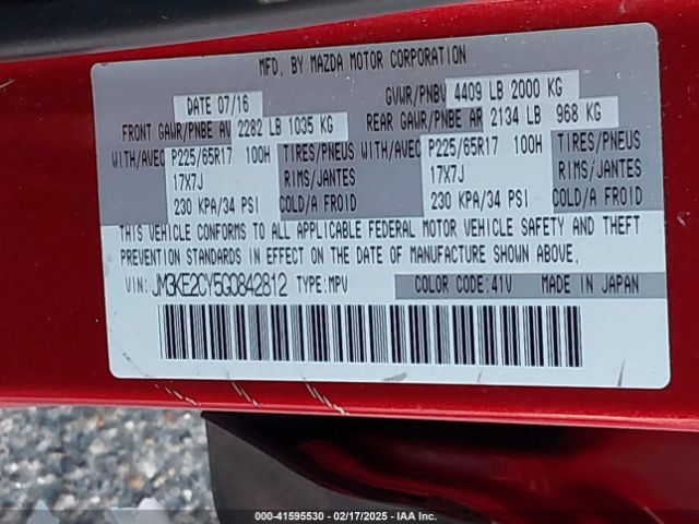 JM3KE2CY5G0842812 Mazda Cx-5 Touring