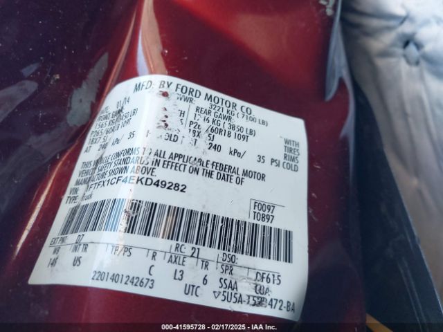 1FTFX1CF4EKD49282 Ford F-150 Stx