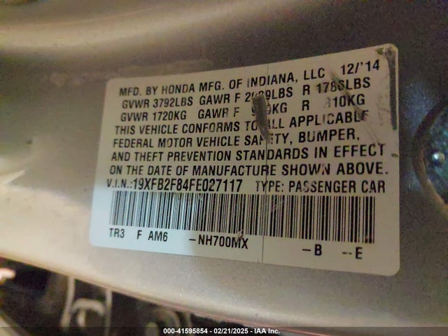 Honda CIVIC EX 2015 19XFB2F84FE027117 Image 9