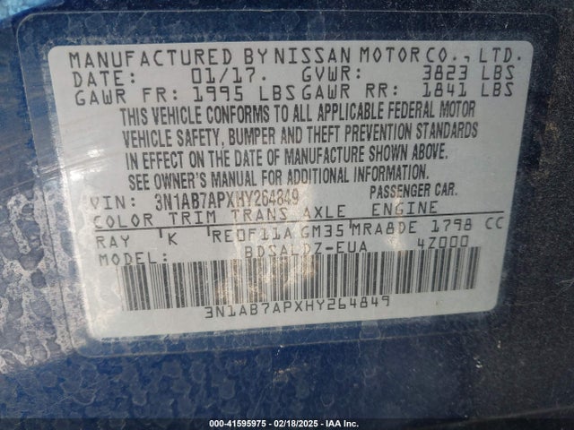 3N1AB7APXHY264849 Nissan SENTRA SV