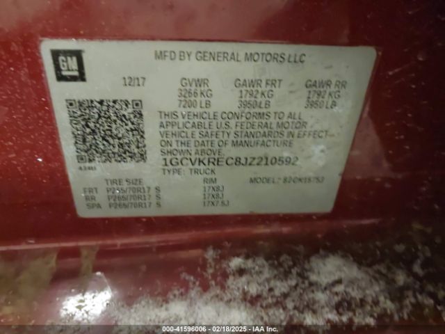 1GCVKREC8JZ210592 Chevrolet Silverado 1500 1lt