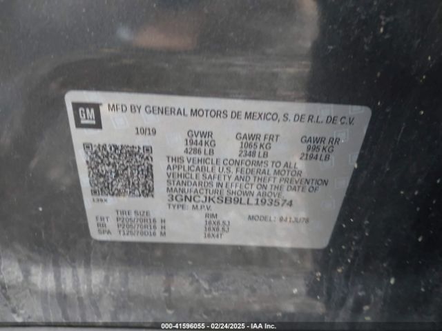 3GNCJKSB9LL193574 Chevrolet Trax Fwd Ls