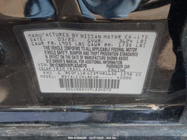 3N1CN8DVXPL834070 Nissan Versa 1.6 S Xtronic Cvt