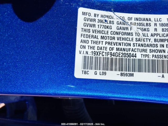 Honda Civic Touring 2016 19XFC1F94GE205044 Image 9