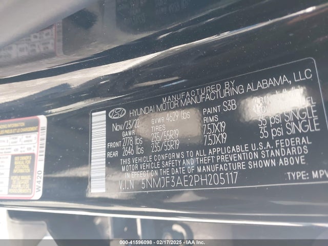 5NMJF3AE2PH205117 Hyundai TUCSON SEL