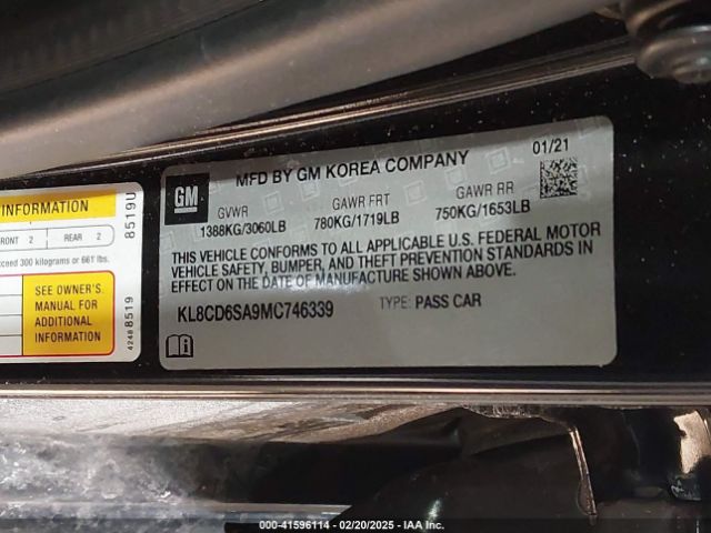 KL8CD6SA9MC746339 Chevrolet Spark Fwd 1lt Automatic