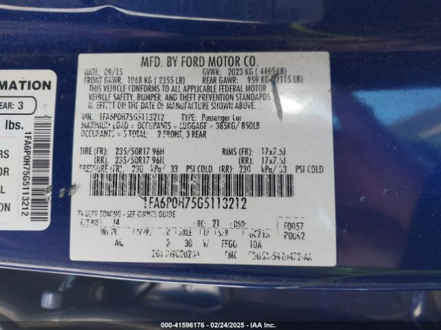 1FA6P0H75G5113212 Ford FUSION SE