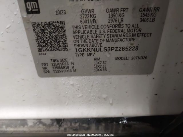 1GKKNULS3PZ265228 GMC Acadia Awd Slt