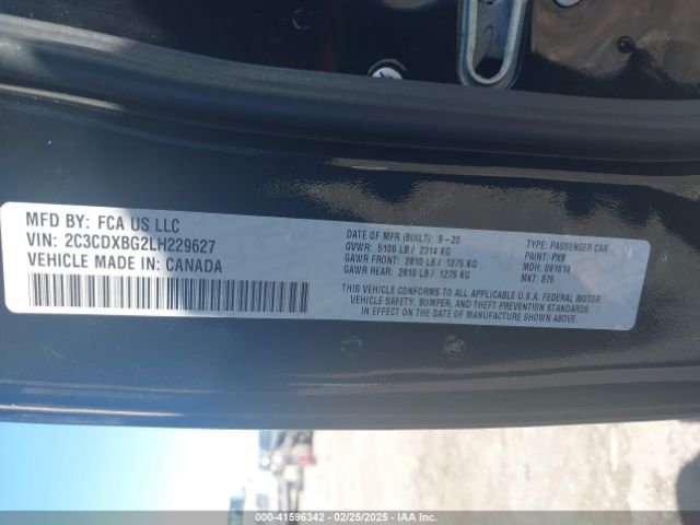 2C3CDXBG2LH229627 Dodge Charger Sxt Rwd