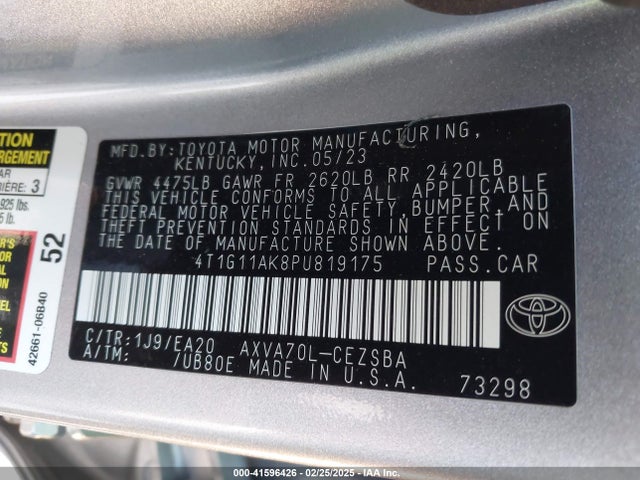 4T1G11AK8PU819175 Toyota CAMRY SE