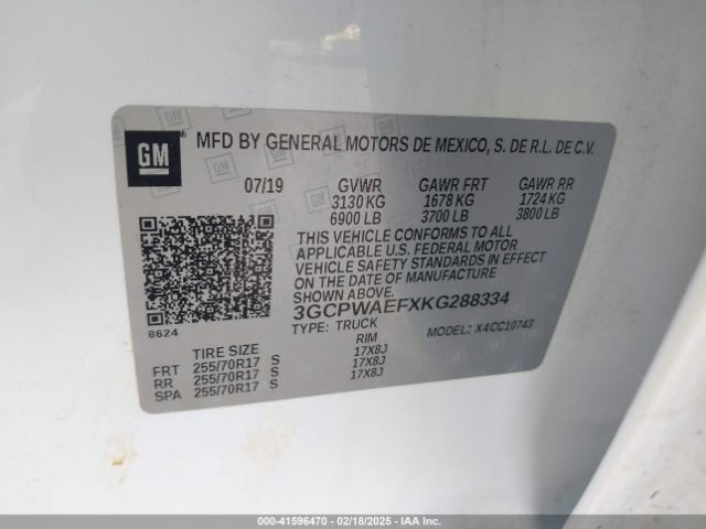 3GCPWAEFXKG288334 Chevrolet Silverado 1500 Work Truck