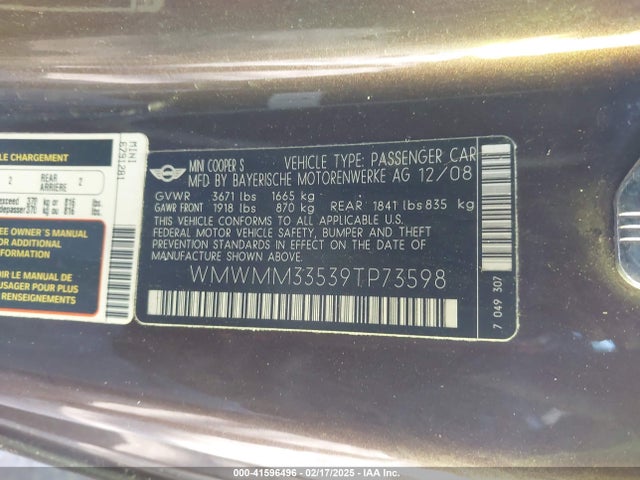 2009 MINI COOPER S CLUBMAN WMWMM33539TP73598 Photo 8