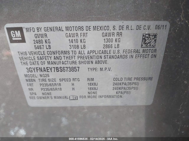 2011 CADILLAC SRX 3GYFNAEY7BS673857 Photo 8