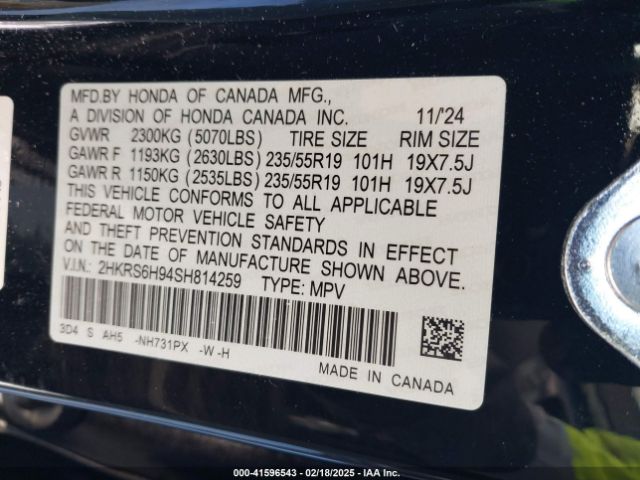 2HKRS6H94SH814259 Honda Cr-v Hybrid Sport Touring