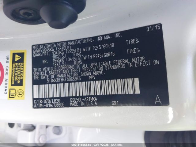 5TDKKRFH4FS065945 Toyota Highlander Xle V6