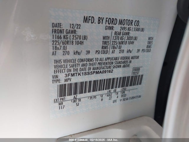Продаж на аукціоні авто 2023 Ford Mustang Mach-e Select, vin: 3FMTK1SS5PMA09162, номер лоту: 41596639