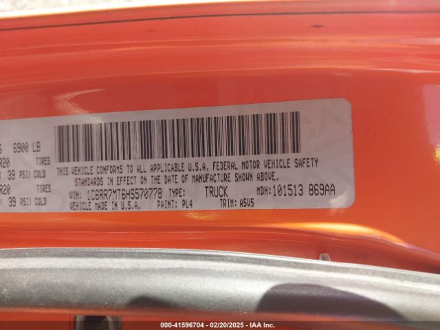 1C6RR7MT6HS570778 RAM 1500 Sport  4x4 5'7 Box