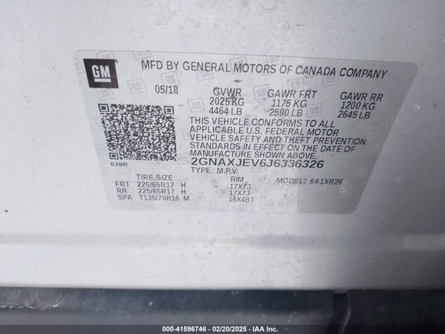 2GNAXJEV6J6336326 Chevrolet EQUINOX LT