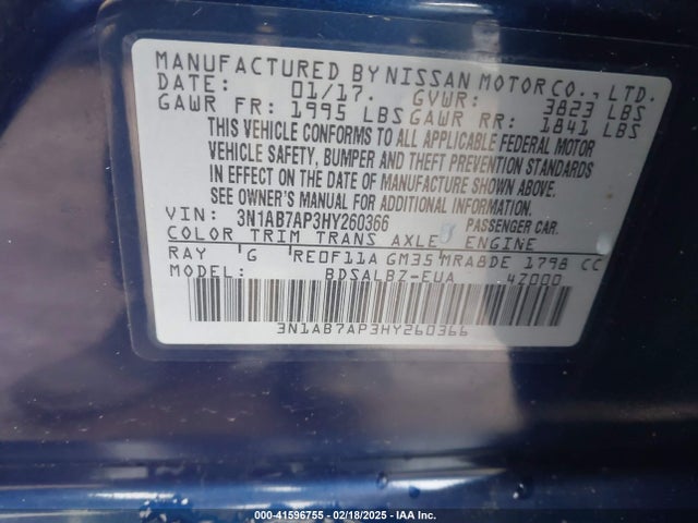 3N1AB7AP3HY260366 Nissan SENTRA S