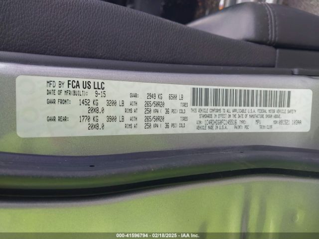 1C4RDHDG0FC145516 Dodge DURANGO LIMITED