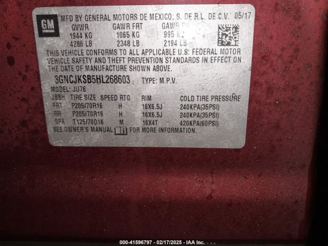3GNCJKSB5HL268603 Chevrolet TRAX LS