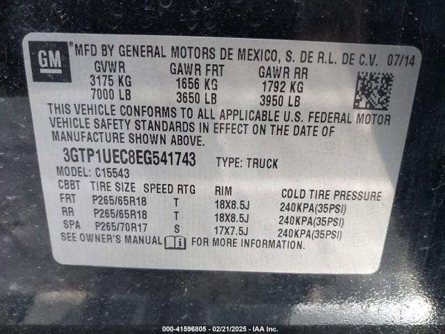 3GTP1UEC8EG541743 GMC Sierra 1500 Sle