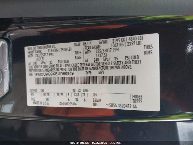 1FMCU9G9XEUD90949 Ford ESCAPE SE