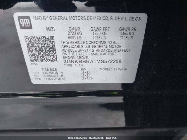 3GNKBBRA1MS572209 Chevrolet Blazer Fwd 1lt