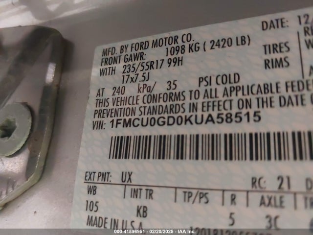 Ford ESCAPE SE 2019 1FMCU0GD0KUA58515 Image 9