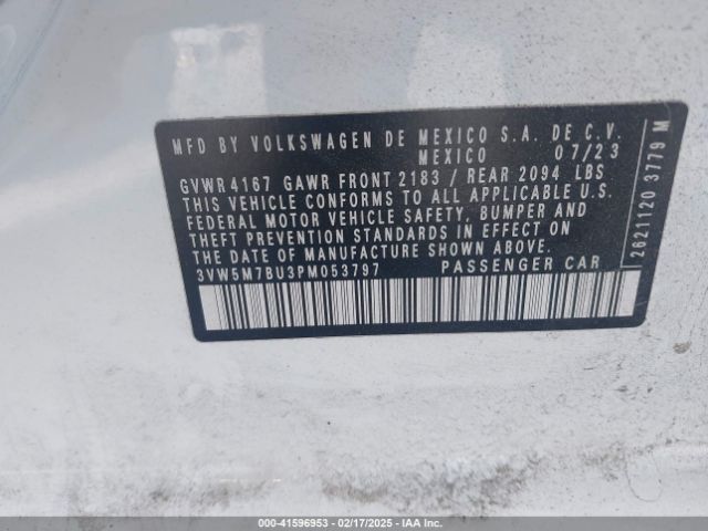 3VW5M7BU3PM053797 Volkswagen Jetta 1.5t S