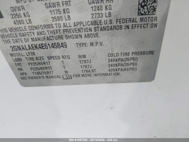 2GNALAEK4E6145849 Chevrolet EQUINOX LS