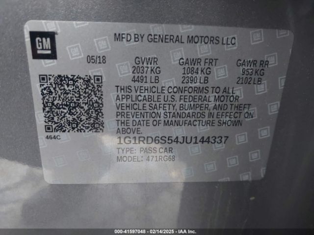 1G1RD6S54JU144337 Chevrolet Volt Premier