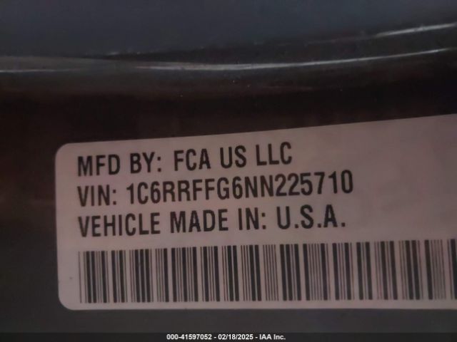 1C6RRFFG6NN225710 RAM 1500 Big Horn  4x4 5'7 Box