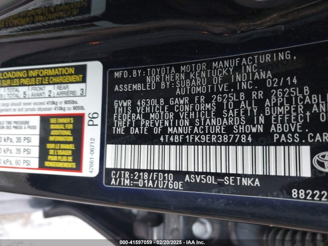 Toyota CAMRY LE 2014 4T4BF1FK9ER387784 Image 9