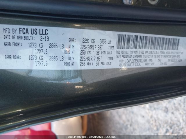 1C4PJLCB6KD411506 Jeep Cherokee Latitude Fwd