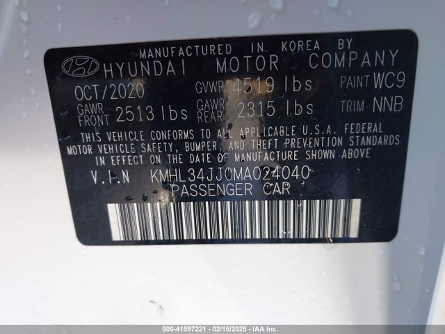 Hyundai SONATA SEL 2021 KMHL34JJ0MA024040 Image 9