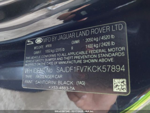 SAJDF1FV7KCK57894 Jaguar F-type R-dynamic