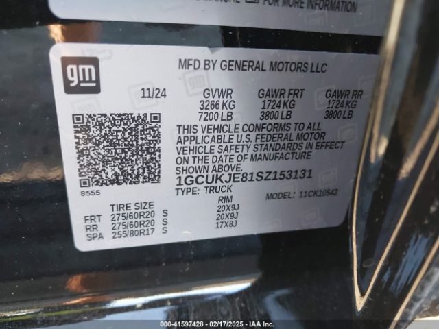 2025 CHEVROLET SILVERADO 1500 1GCUKJE81SZ153131 Photo 8