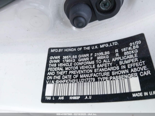 SHHFK7H31LU217279 Honda Civic Lx