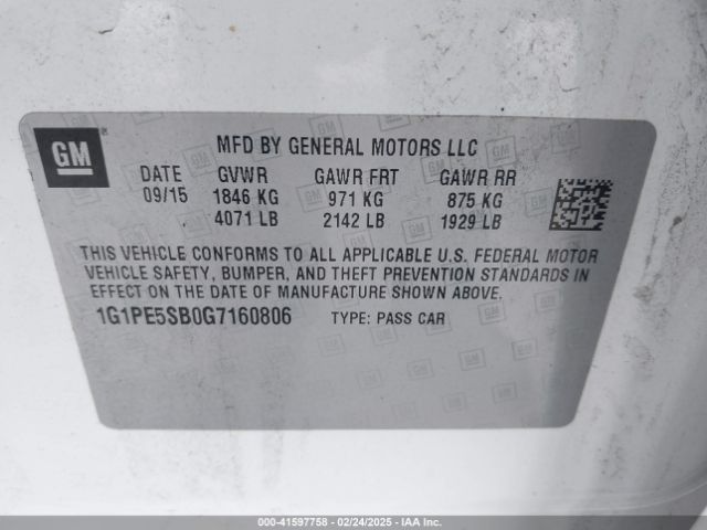 1G1PE5SB0G7160806 Chevrolet Cruze Limited 1lt Auto