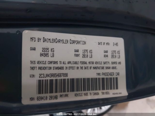 2005 CHRYSLER 300 2C3JA43R85H687898 Photo 8